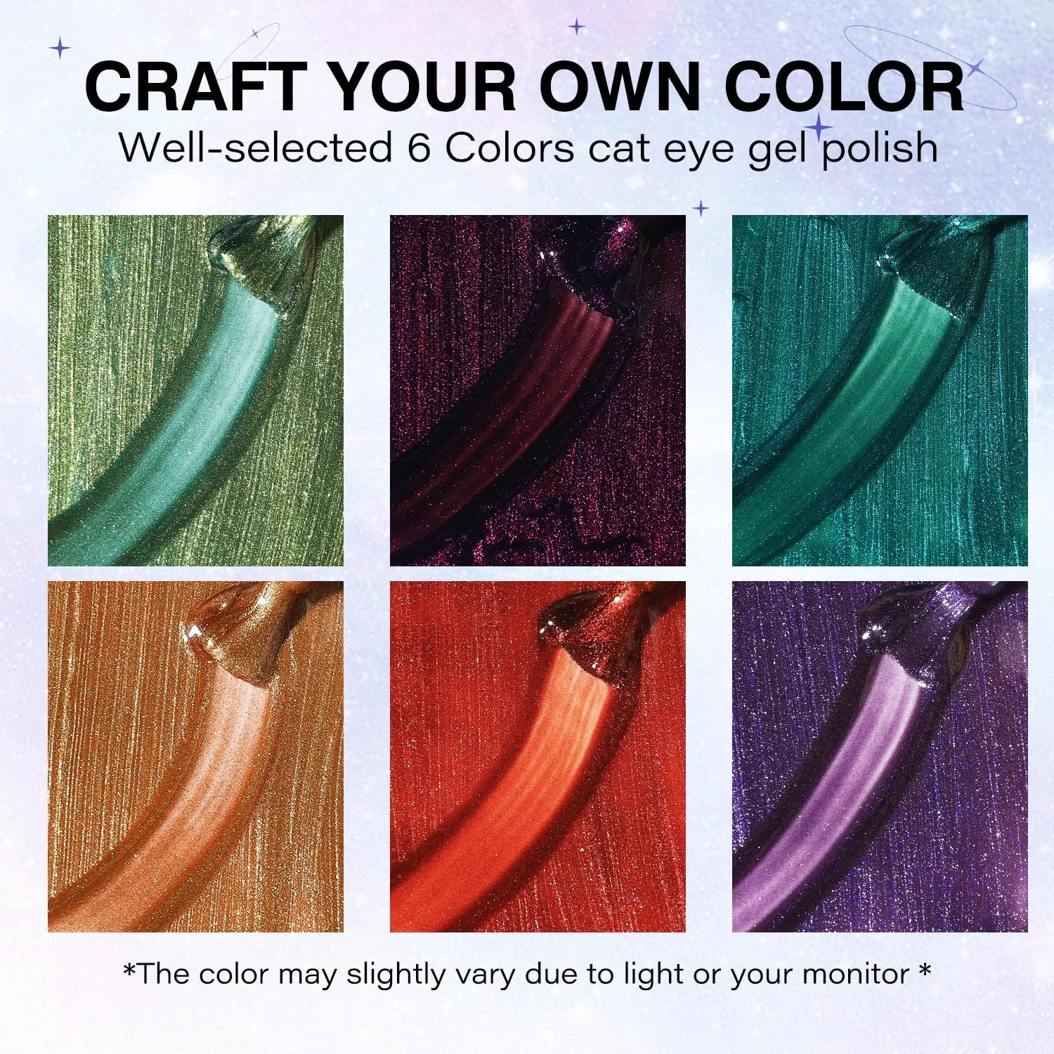 لاک ژل چشم گربه ای وگان و بدون تست حیوانی Hema، لاک ژل LED U V با ماندگاری بالا و براقیت زیاد، ست 6 رنگ 43 لاک ژل چشم گربه ای وگان و بدون تست حیوانی Hema، لاک ژل LED U V با ماندگاری بالا و براقیت زیاد، ست 6 رنگ 43