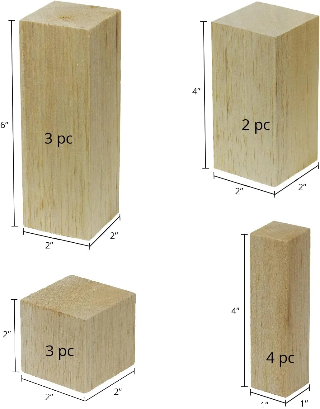 بسته ترکیبی بلوک های بالسا سوپر برد کریشنز (12 عددی) سایزهای مختلف برای حکاکی، کاردستی، اسباب بازی، بلوک های جویدنی حیوانات کوچک