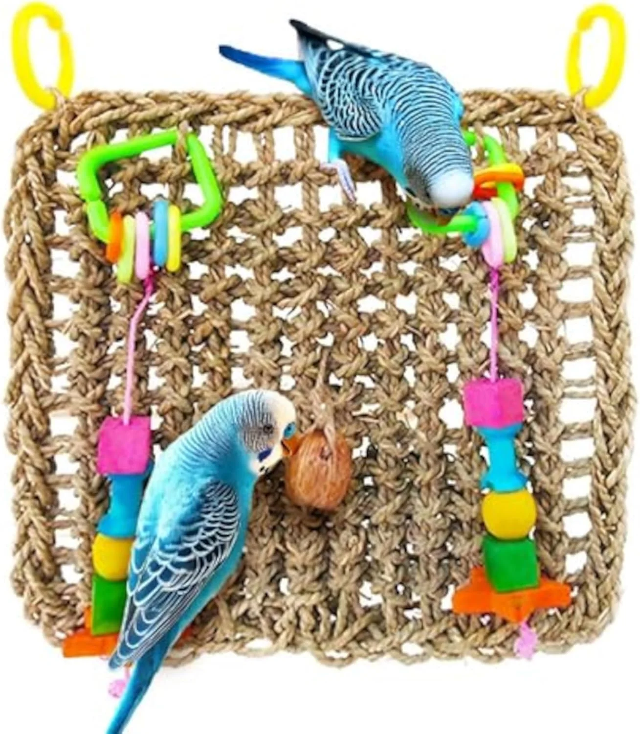 اسباب بازی دیواری تغذیه پرندگان سان گرو با قلاب آویز - حصیر بافته شده از علف دریایی، ایمن برای جویدن - برای تمرین نوک و شبیه سازی هوش پرندگان کوچک و متوسط - خوراکی ها را در توپ وافل یا فنجان های غلاف قرار دهید - ماندگاری طولانی اسباب بازی دیواری تغذیه پرندگان سان گرو با قلاب آویز - حصیر بافته شده از علف دریایی، ایمن برای جویدن - برای تمرین نوک و شبیه سازی هوش پرندگان کوچک و متوسط - خوراکی ها را در توپ وافل یا فنجان های غلاف قرار دهید - ماندگاری طولانی