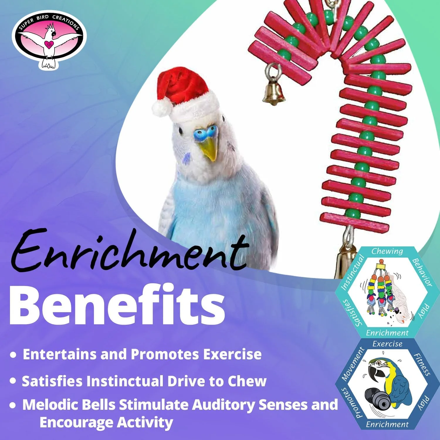 اسباب بازی چوبی آبنبات عصایی بالسا مخصوص پرندگان کوچک سوپر برد کریشنز، سایز 20 در 10 سانتی متر