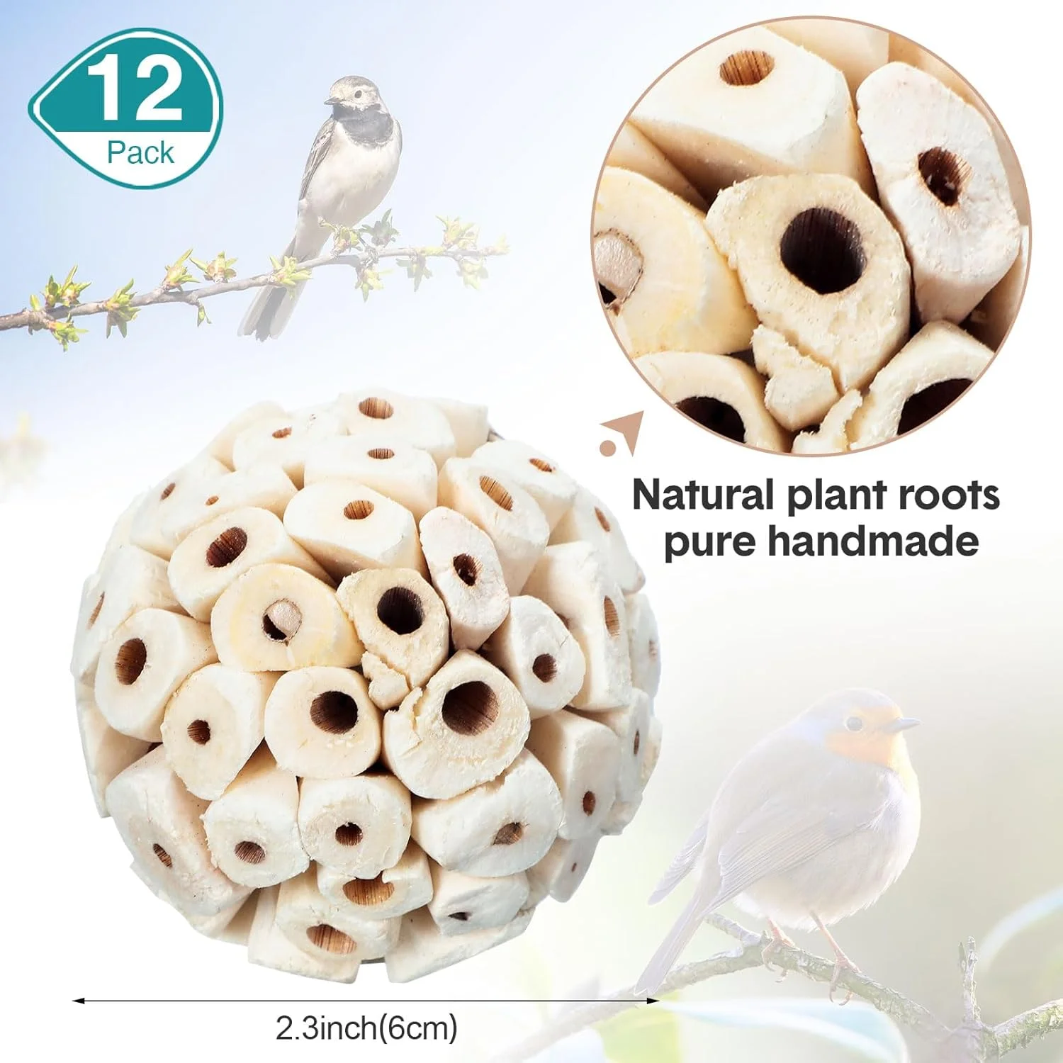 اسباب بازی های طبیعی پرندگان Sotiff، بسته 12 عددی، توپ های جویدنی سولا، اسباب بازی های خرد کردنی پا، اسباب بازی های جستجوی غذا برای طوطی، مناسب برای حیوانات خانگی کوچک تا متوسط، کانور، عروس هلندی، پاراکیت، خرگوش، خوکچه هندی، خرگوش