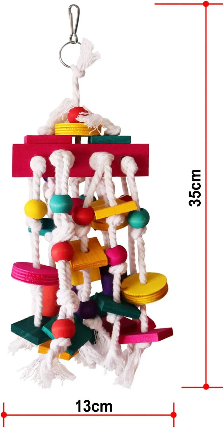 اسباب بازی جویدنی پرنده - اسباب بازی های گاز گرفتن قفس طوطی بلوک چوبی برای طوطی ها و پرندگان کوچک و متوسط