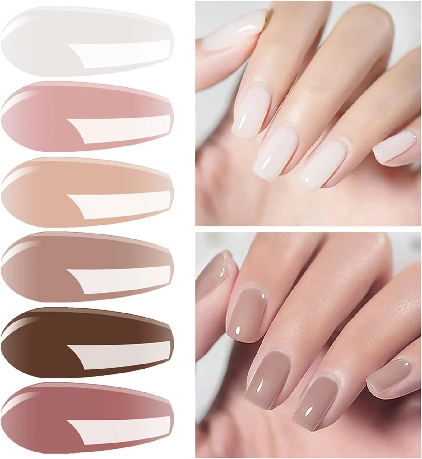 کیت استارتر لاک ژل ویشاین همراه با دستگاه خشک کن سریع لاک ناخن UV LED 36 وات، مجموعه ابزار مانیکور شامل 6 رنگ شیری سفید، رنگ های خنثی، رنگ پوست، ژله ای و شفاف، لاک ژل بیس و تاپ کت #055