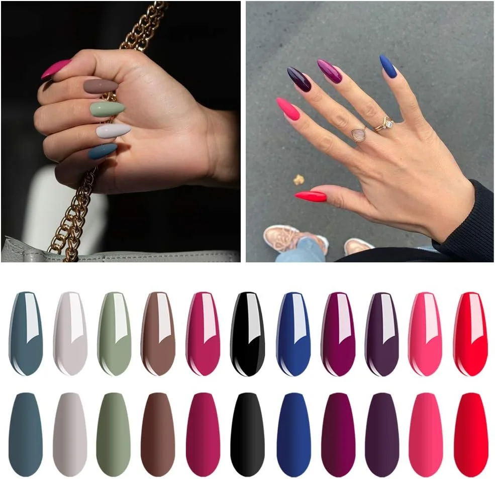 مجموعه لاک ژل ویشین - کیت لاک ژل 12 رنگ، مجموعه لاک ژل، لاک ژل UV LED، تاپ کت مات 8 میلی لیتر، طراحی ناخن ژلی