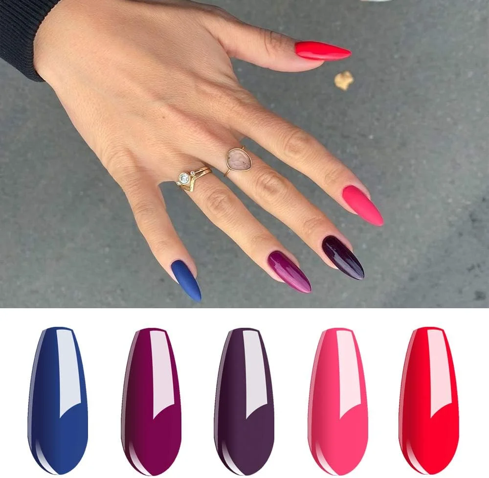 مجموعه لاک ژل ویشین - کیت لاک ژل 12 رنگ، مجموعه لاک ژل، لاک ژل UV LED، تاپ کت مات 8 میلی لیتر، طراحی ناخن ژلی