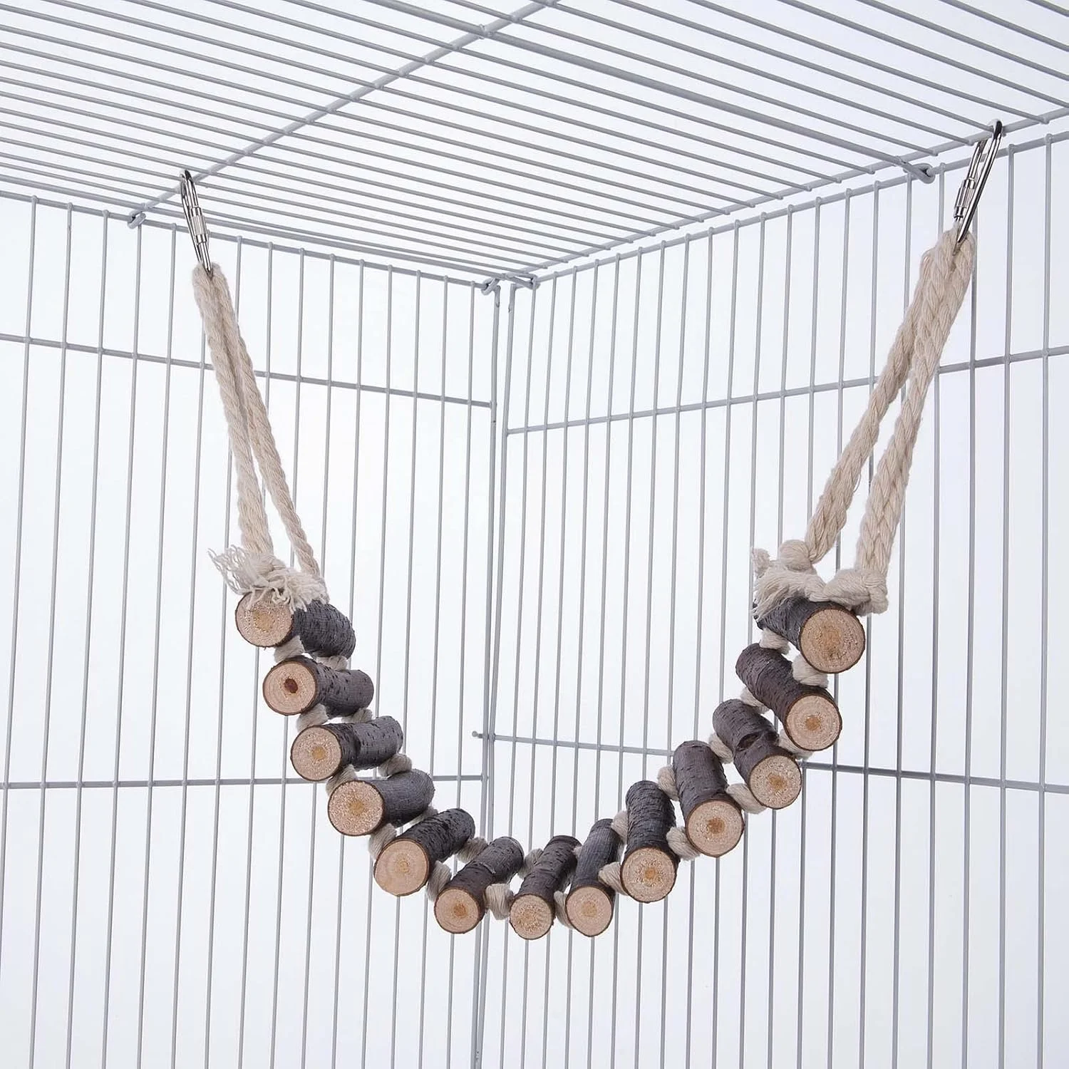 پل نردبانی چوبی پرنده Pepisky، نردبان طنابی طبیعی، اسباب بازی پرنده، نردبان طوطی 13 پله ای، پل تاب دار 19.7 اینچی، لوازم جانبی قفس پرنده، اسباب بازی آموزشی قفس پرنده