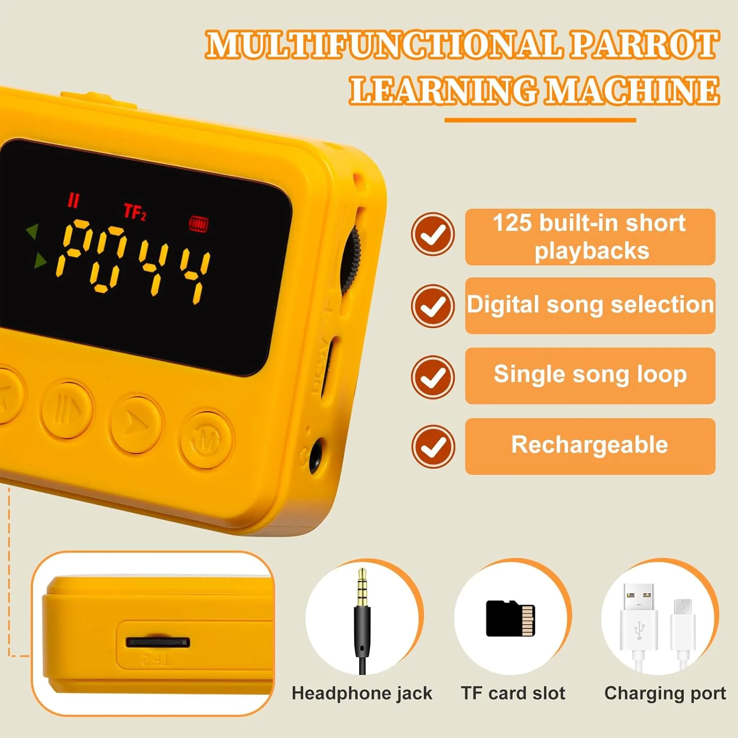 اسباب بازی های طوطی، ماشین آموزش پرندگان - آموزش صحبت کردن، سوت زدن و آواز خواندن (Y)