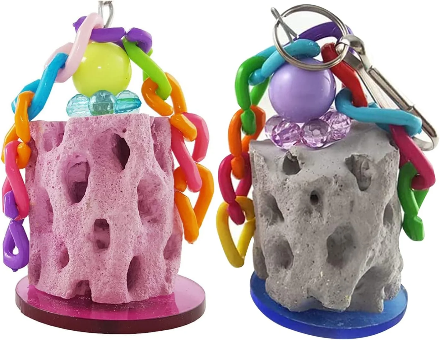 اسباب بازی جویدنی طوطی 2 عددی، ساخته شده از مواد طبیعی، سنگ کلسیم برای نوک پرنده، اسباب بازی جویدنی آویز برای طوطی ماکائو، طوطی خاکستری آفریقایی، عروس هلندی