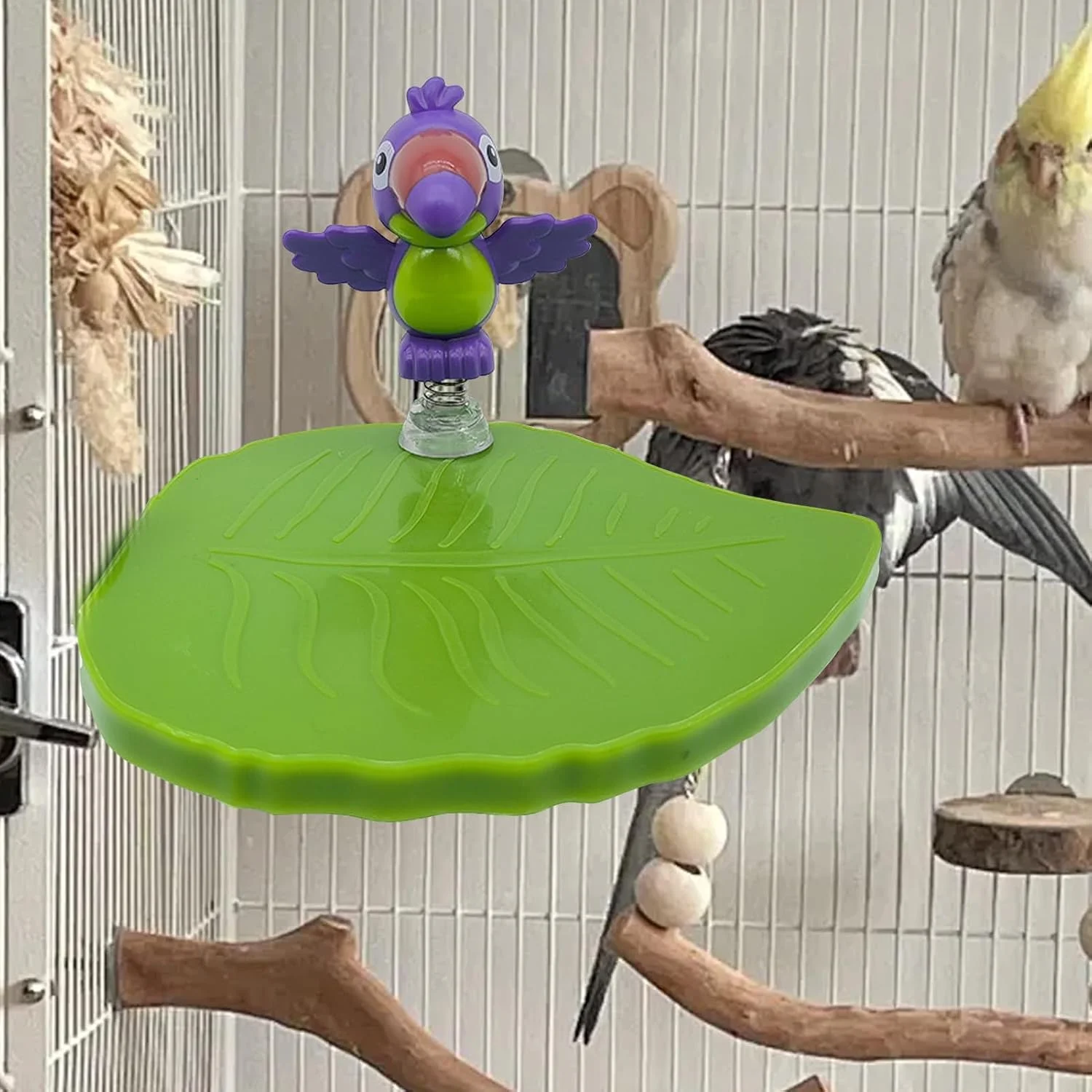 پایه طوطی برای قفس | سینی پایه بازی پرنده به شکل برگ - لوازم جانبی بازی قفس پرنده نفیس اسباب بازی باشگاه ورزشی برای اتاق نشیمن خانه خوابگاه بالکن باغ