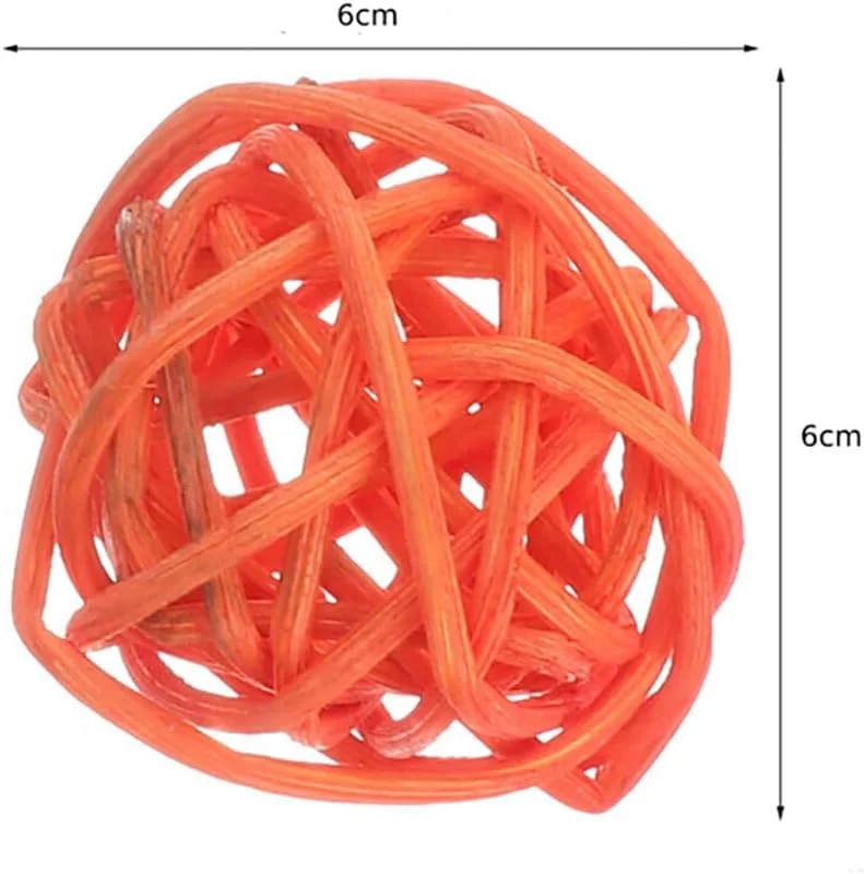 اسباب بازی غلتکی حصیری طبیعی پادو برای پرندگان، قطر 6 سانتی متر (6 عدد در بسته) (رنگ های متنوع)
