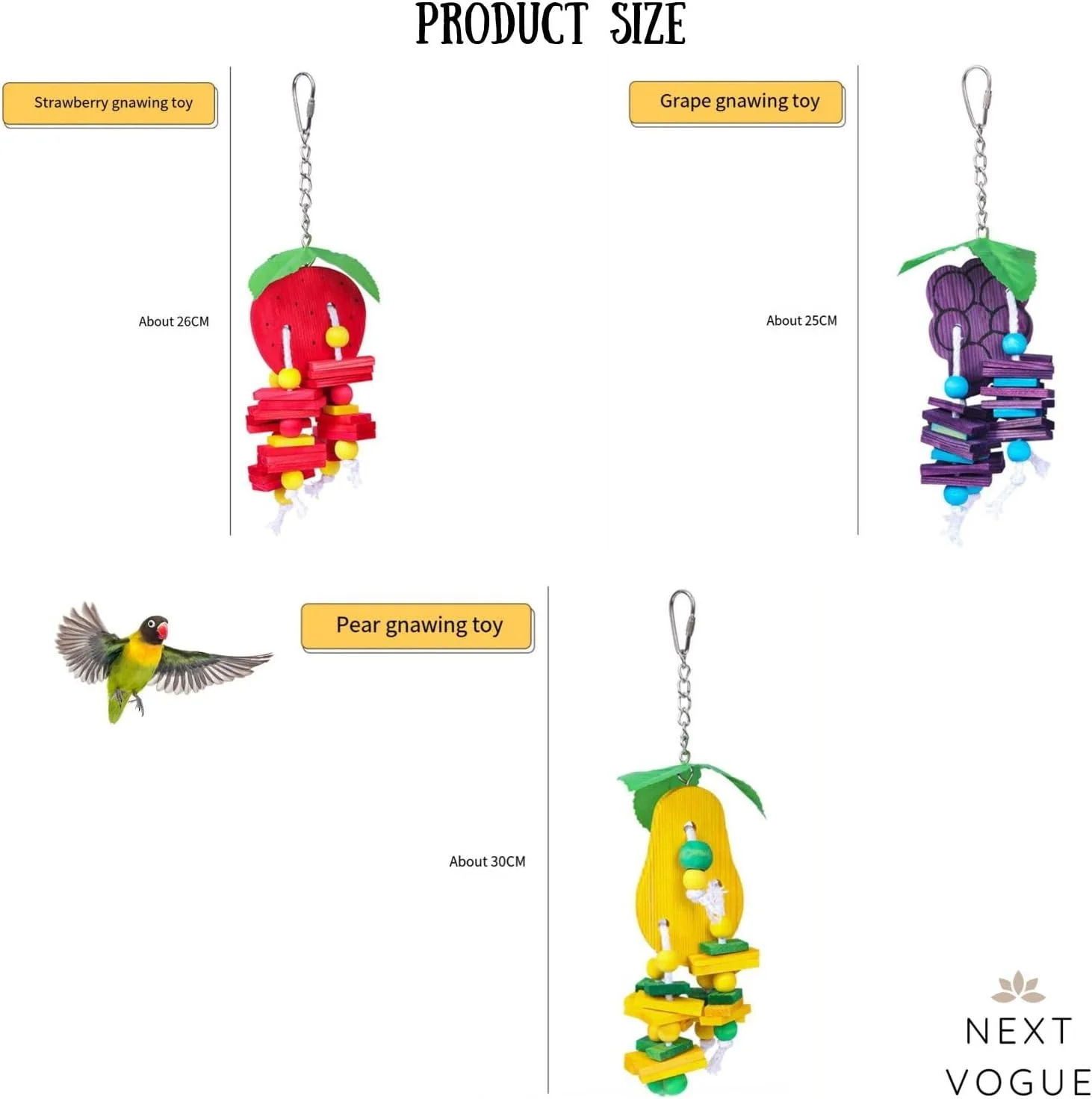 مجموعه 6 عددی اسباب بازی چوبی طبیعی طوطی، مناسب برای طوطی های کوچک تا متوسط، اسباب بازی های جویدنی پرنده ایمن و بادوام، لوازم جانبی آویز سرگرم کننده و رنگارنگ برای قفس، اسباب بازی های پرندگان غیر سمی و سازگار با محیط زیست