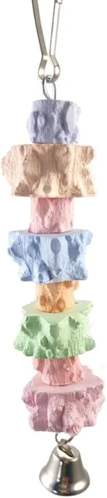 اسباب بازی های جویدنی آویز طوطی Naiveferry Bird، سنگ کلسیم سنگ زنی نوک طوطی رنگارنگ با زنگوله، لوازم جانبی قفس پرنده برای طوطی کوتوله، مرغ عشق، موش صحرایی، همستر، خرگوش