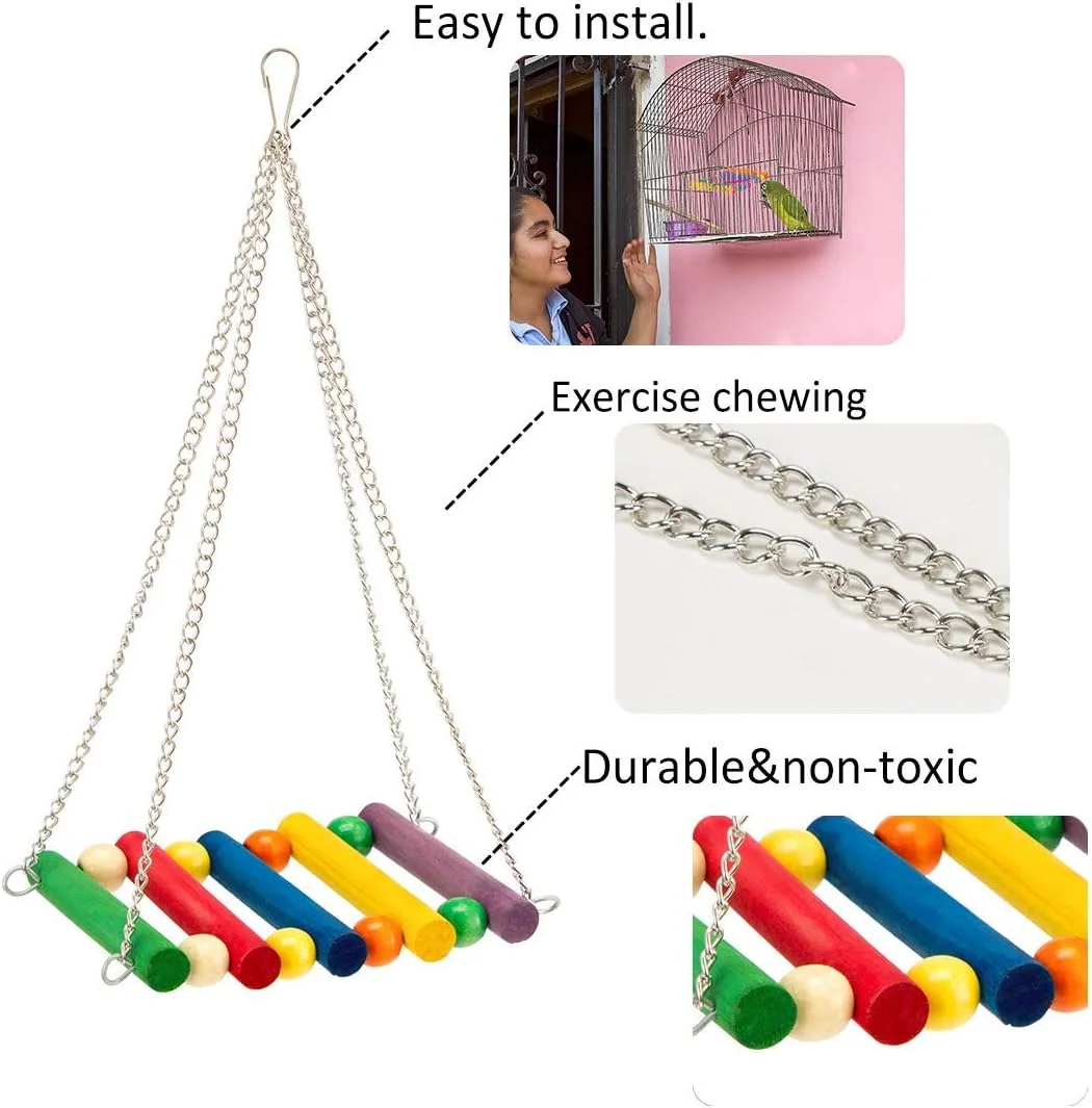 اسباب بازی بزرگ و کوچک طوطی مامو بیر - اسباب بازی های چند رنگه چوبی برای پاره کردن پرندگان