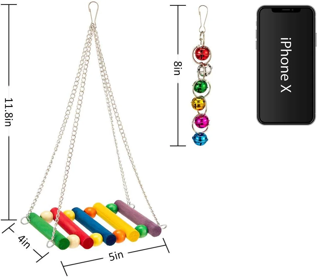 اسباب بازی بزرگ و کوچک طوطی مامو بیر - اسباب بازی های چند رنگه چوبی برای پاره کردن پرندگان