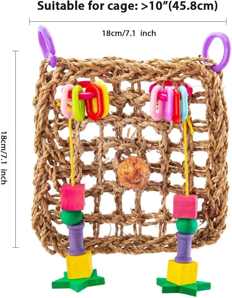 تور اسباب بازی تغذیه پرندگان مامو بیر - حصیر بافته شده از علف دریایی، اسباب بازی توری پرندگان