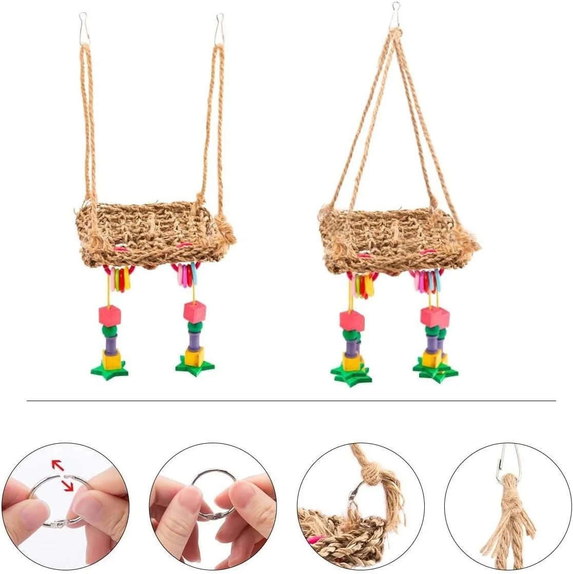 تور اسباب بازی تغذیه پرندگان مامو بیر - حصیر بافته شده از علف دریایی، اسباب بازی توری پرندگان