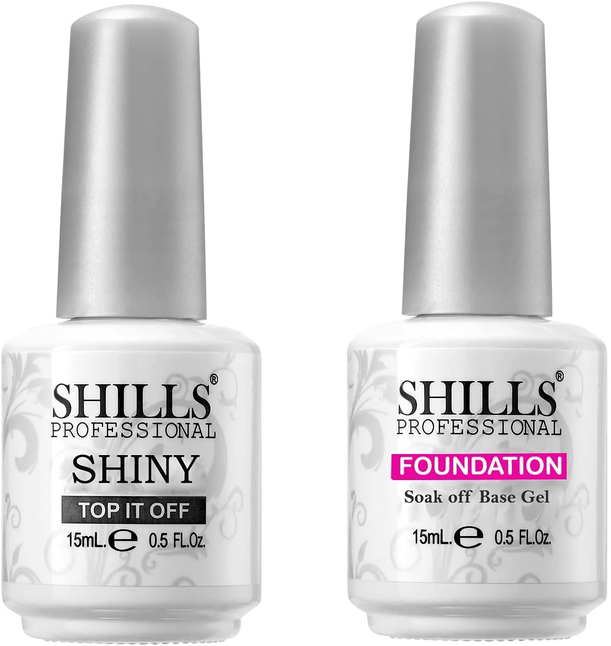 لاک ژل بیس کت و تاپ شاین دار حرفه ای شیلز، مناسب یو وی/ال ای دی، حجم 15 میلی لیتر