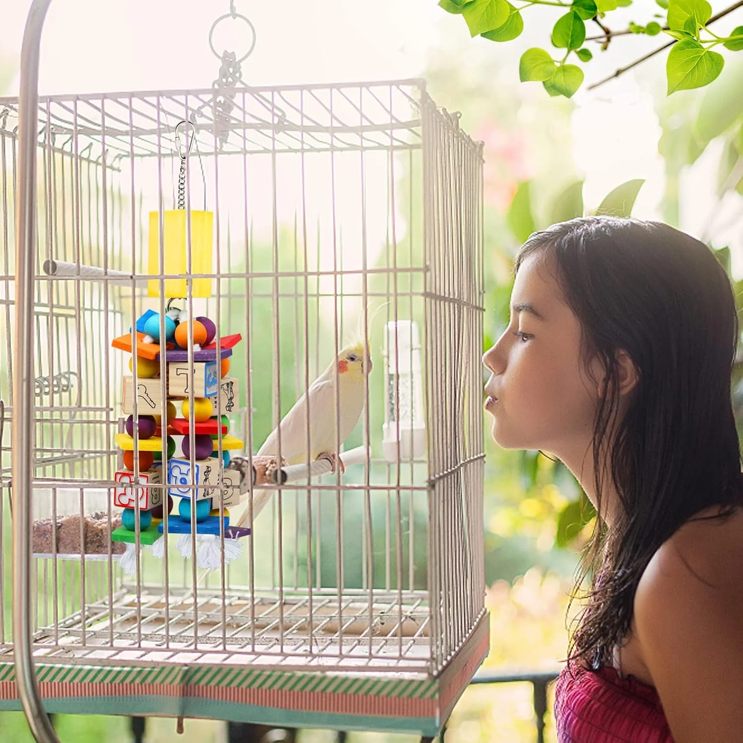 مجموعه اسباب بازی پرنده طوطی MQUPIN - اسباب بازی آویزان و صعودی برای طوطی، خروس، تارو، ماکائو، مرغ عشق - بازی پازل