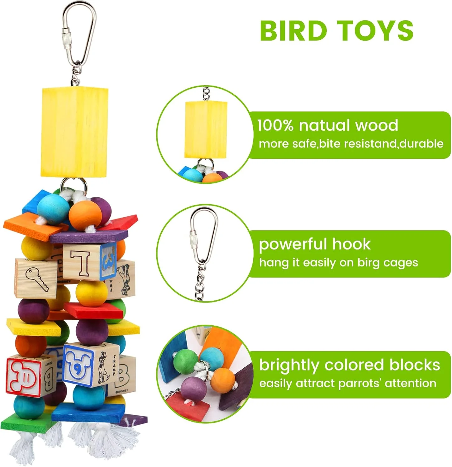 مجموعه اسباب بازی پرنده طوطی MQUPIN - اسباب بازی آویزان و صعودی برای طوطی، خروس، تارو، ماکائو، مرغ عشق - بازی پازل