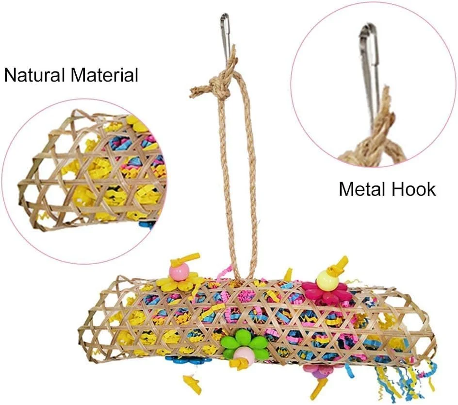 اسباب بازی پرنده MostNow، بسته 3 عددی اسباب بازی های خرد کردنی و جستجوی غذا برای پرندگان، اسباب بازی جویدنی آویز، لوازم جانبی قفس پرنده با کاغذ خرد شده، نشیمنگاه طنابی پرنده برای طوطی برزیلی، عروس هلندی، مرغ عشق، طوطی کوتوله