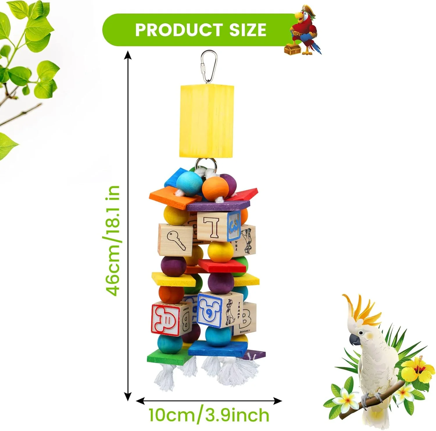 مجموعه اسباب بازی پرنده طوطی MQUPIN - اسباب بازی آویزان و صعودی برای طوطی، خروس، تارو، ماکائو، مرغ عشق - بازی پازل