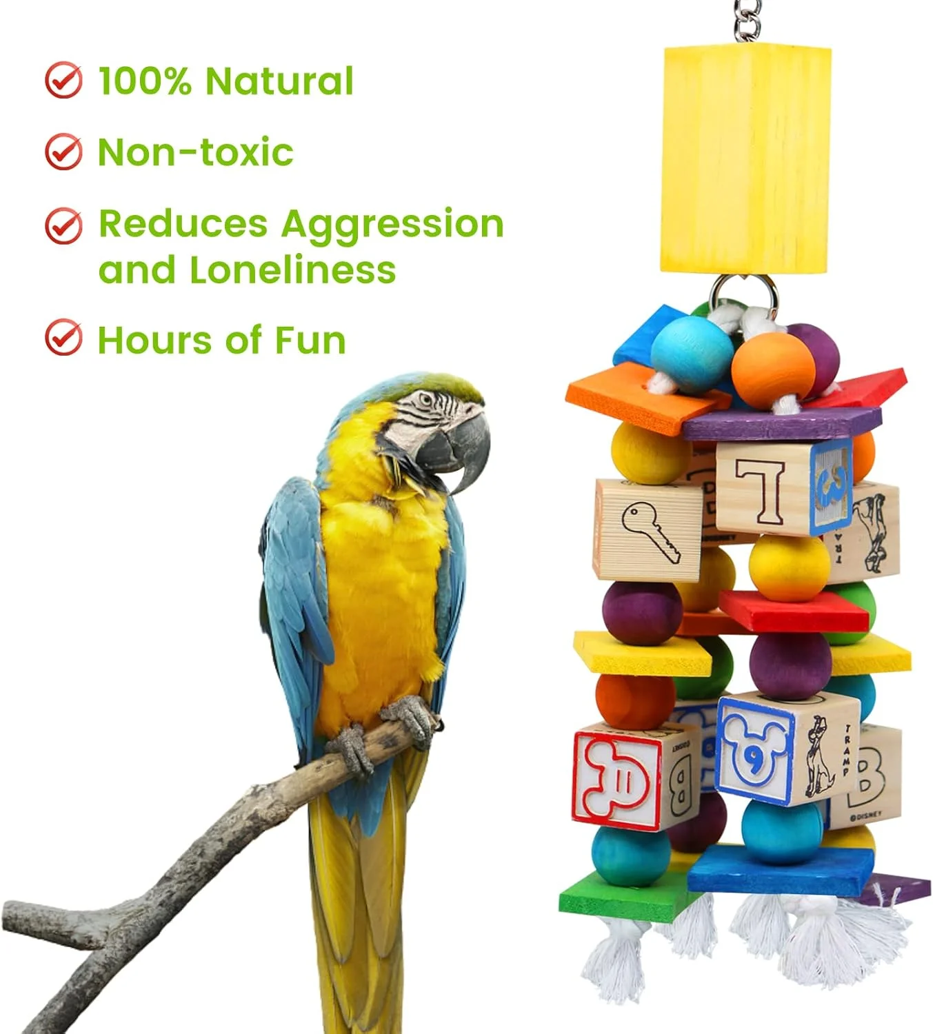مجموعه اسباب بازی پرنده طوطی MQUPIN - اسباب بازی آویزان و صعودی برای طوطی، خروس، تارو، ماکائو، مرغ عشق - بازی پازل