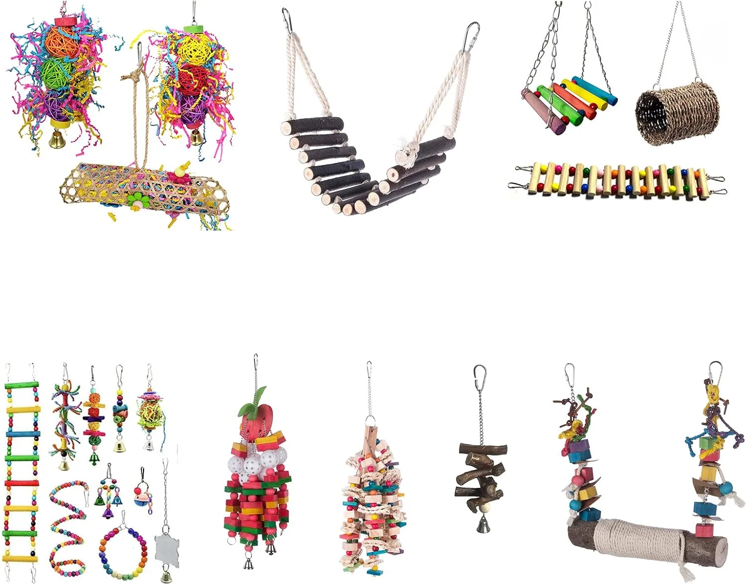 تاب بازی پرندگان موریلیان، اسباب بازی جویدنی طوطی، اسباب بازی آویزان قفس پرنده برای آموزش، لوازم جانبی برای پرندگان بزرگ و متوسط