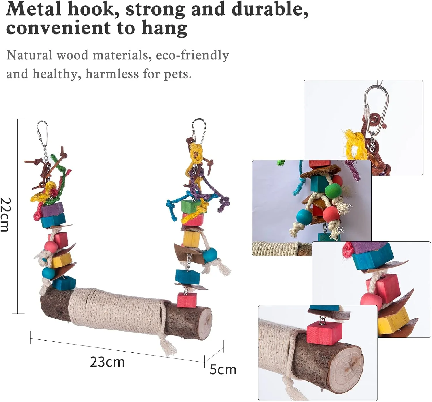 تاب بازی پرندگان موریلیان، اسباب بازی جویدنی طوطی، اسباب بازی آویزان قفس پرنده برای آموزش، لوازم جانبی برای پرندگان بزرگ و متوسط