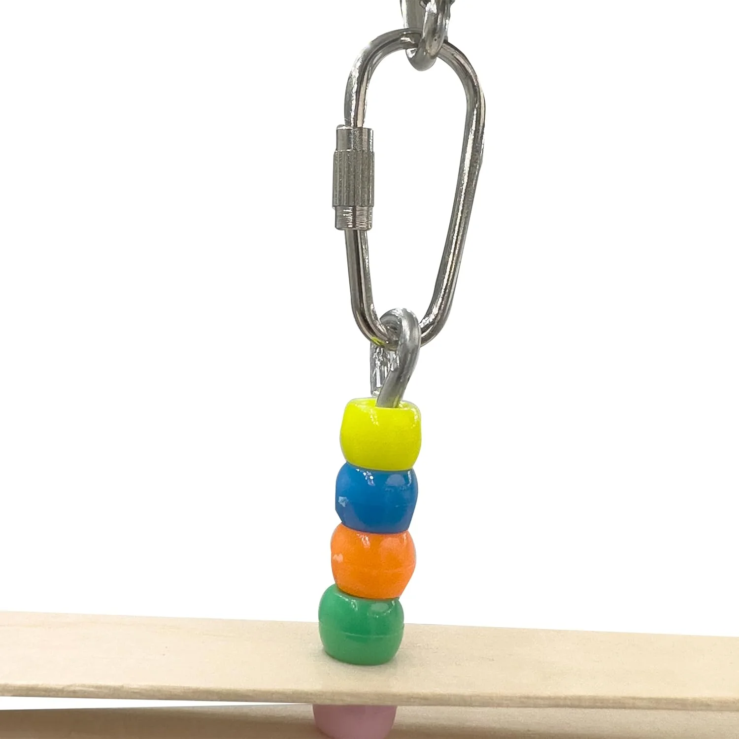 اسباب بازی پرنده ماندارین مدل 1113 M&M - جویدنی چوب طبیعی، اسباب بازی دست ساز چوبی برای قفس پرنده، چوب های چرخان، مهره های پلاستیکی رنگارنگ، طراحی شکستنی، سرگرمی عالی برای پرندگان خانگی سایز متوسط