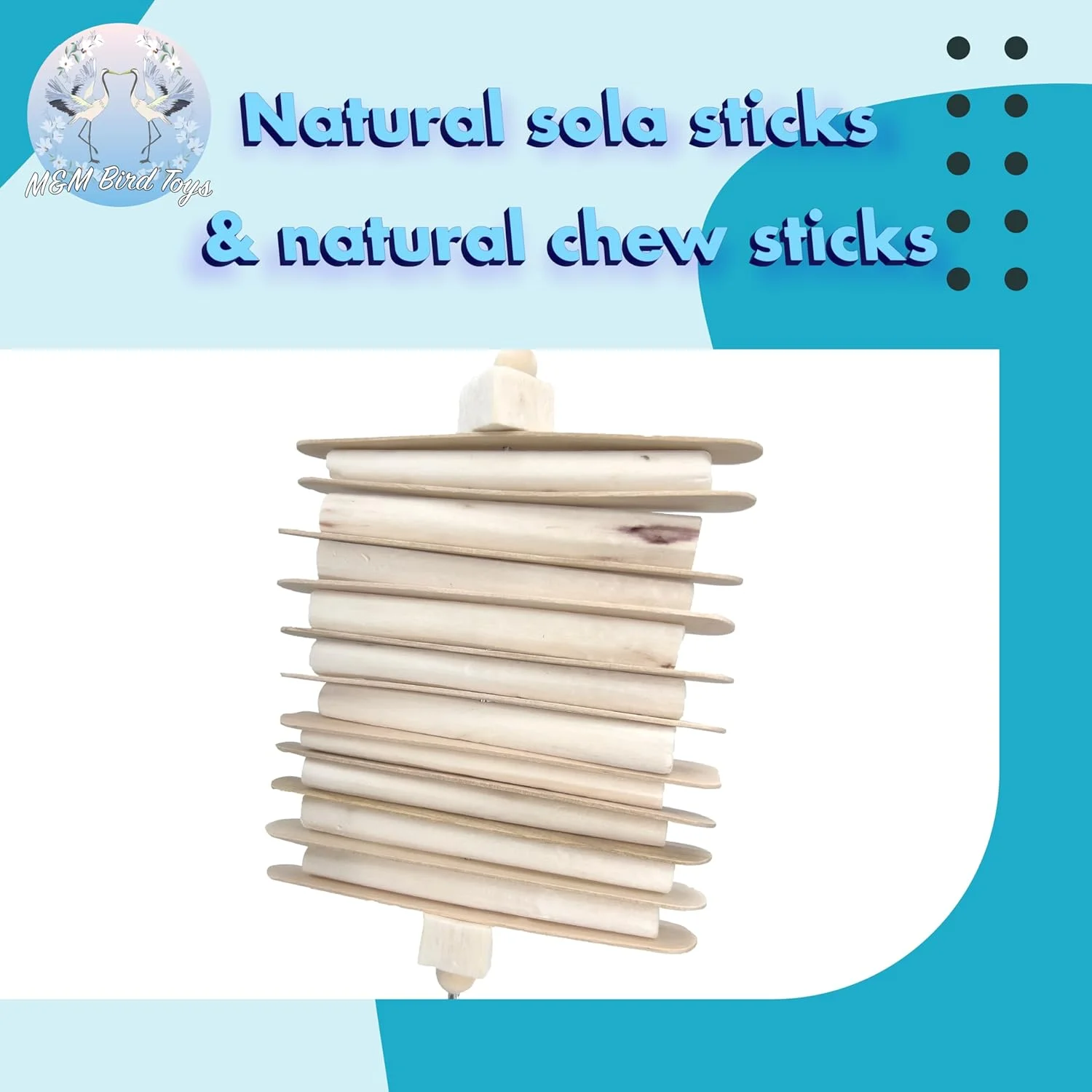 اسباب بازی پرنده ماندارین مدل 1116 Natural Sola Stick Stack از M&M - اسباب بازی آویز دست ساز با قابلیت جویدن آسان