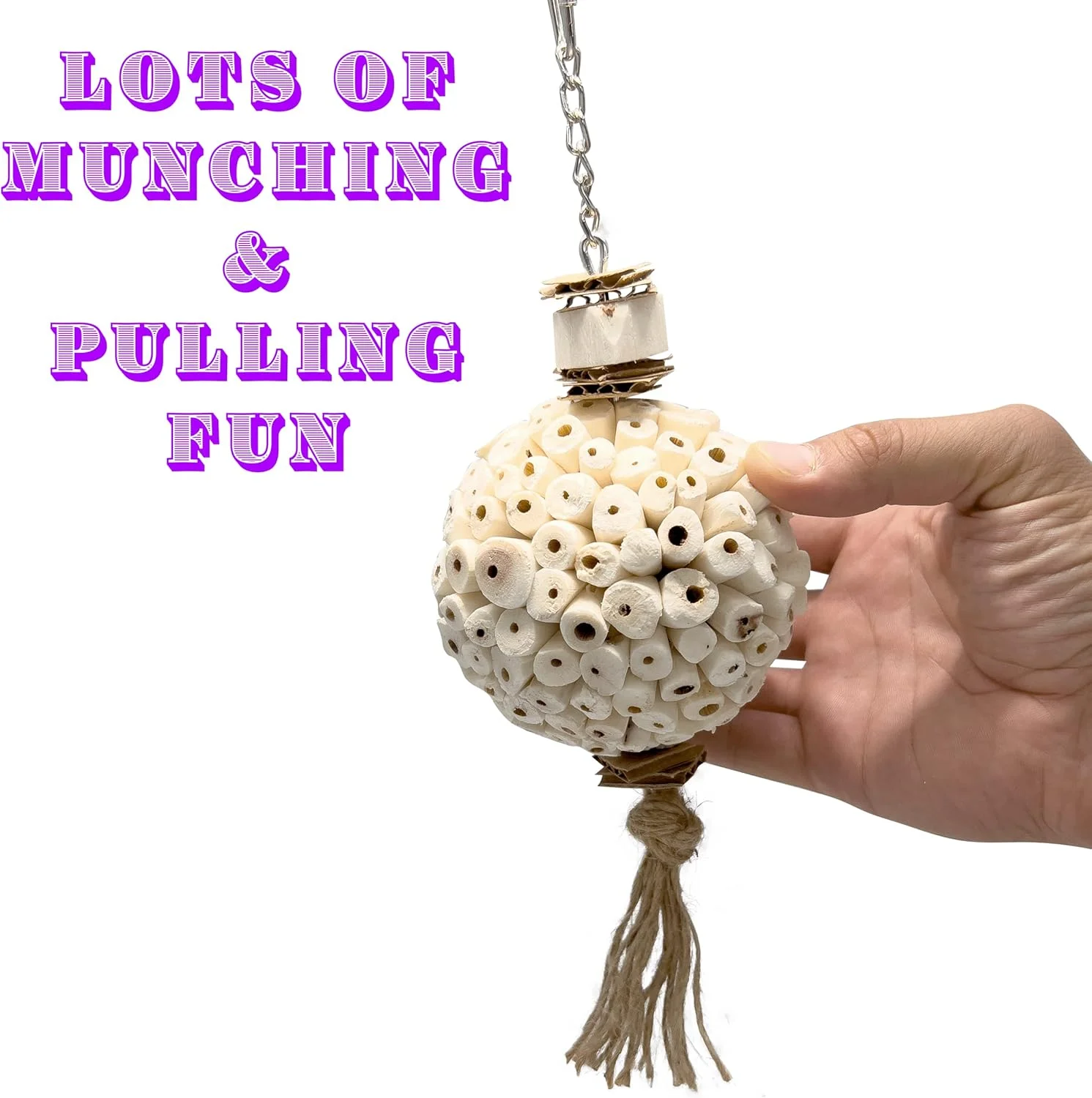 اسباب بازی پرنده ماندارین 5116 Sola Muncher بزرگ M&M - دست ساز، قابل خرد کردن، جویدنی، گرفتنی، آویز قفس