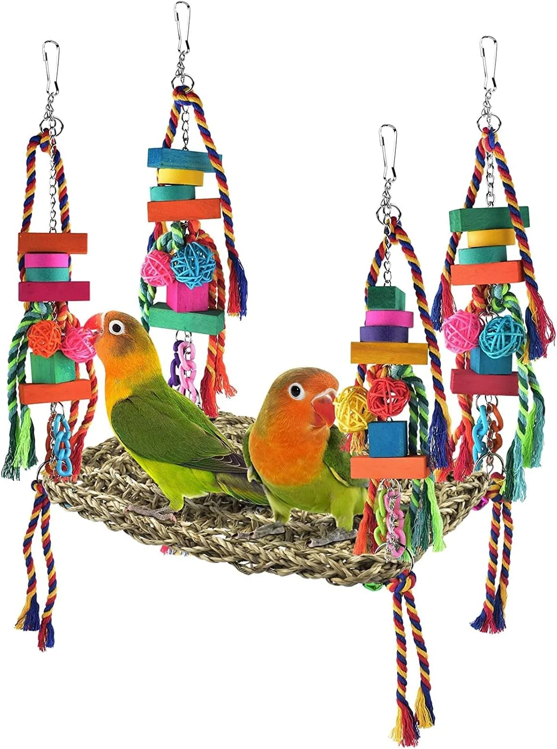 اسباب بازی پرندگان، اسباب بازی دیواری جستجوی غذا برای پرندگان، حصیر تاب دار بافته شده از علف دریایی خوراکی با اسباب بازی های جویدنی رنگارنگ، مناسب برای مرغ عشق، فنچ، پاراکیت، مرغ باجریگار، کانور، عروس هلندی اسباب بازی پرندگان، اسباب بازی دیواری جستجوی غذا برای پرندگان، حصیر تاب دار بافته شده از علف دریایی خوراکی با اسباب بازی های جویدنی رنگارنگ، مناسب برای مرغ عشق، فنچ، پاراکیت، مرغ باجریگار، کانور، عروس هلندی