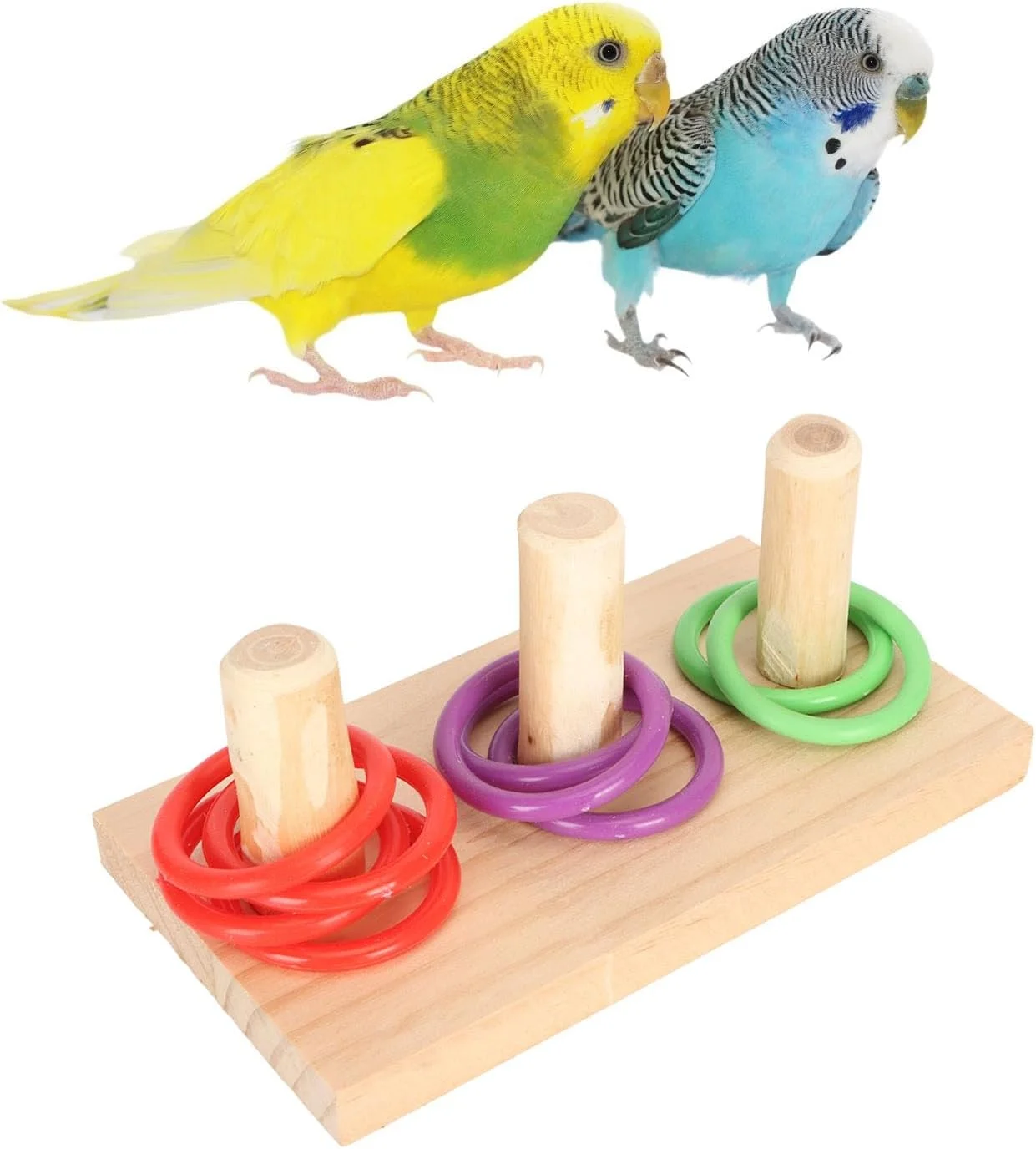 اسباب بازی حلقه ای رومیزی جیاوو، اسباب بازی حلقه ای جویدنی پرنده رنگارنگ و غیر سمی برای آموزش مرغ عشق (حلقه 5 سانتی متری)