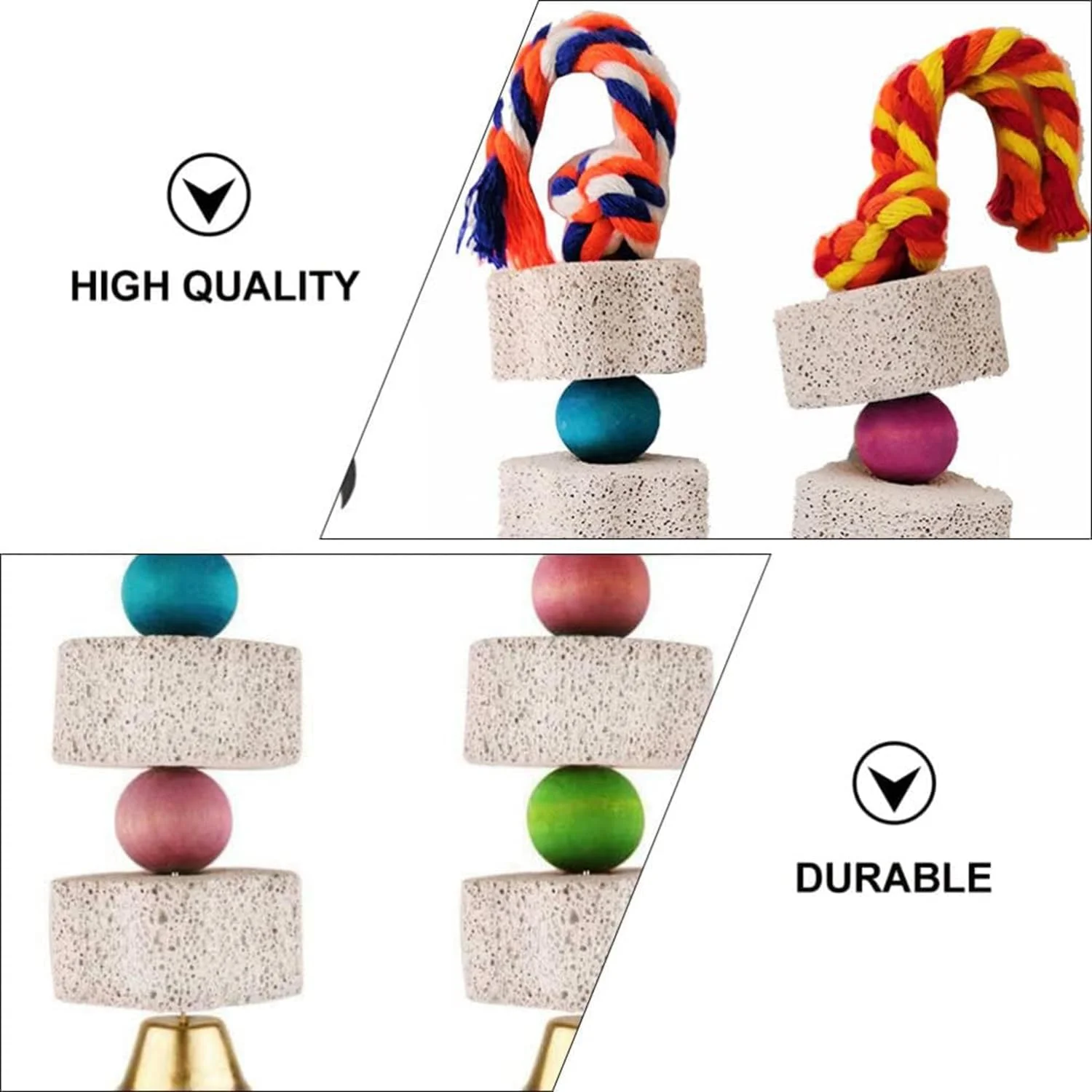 اسباب بازی های جویدنی طوطی Joyzzz، اسباب بازی های پرنده، اسباب بازی جویدنی طوطی، اسباب بازی های آسیاب دندان طوطی زیبا و رنگارنگ، سنگ های آسیاب نوک با زنگوله برای ماکائوهای کوچک و متوسط، خاکستری آفریقایی، کاکادوها، طوطی های آمازون