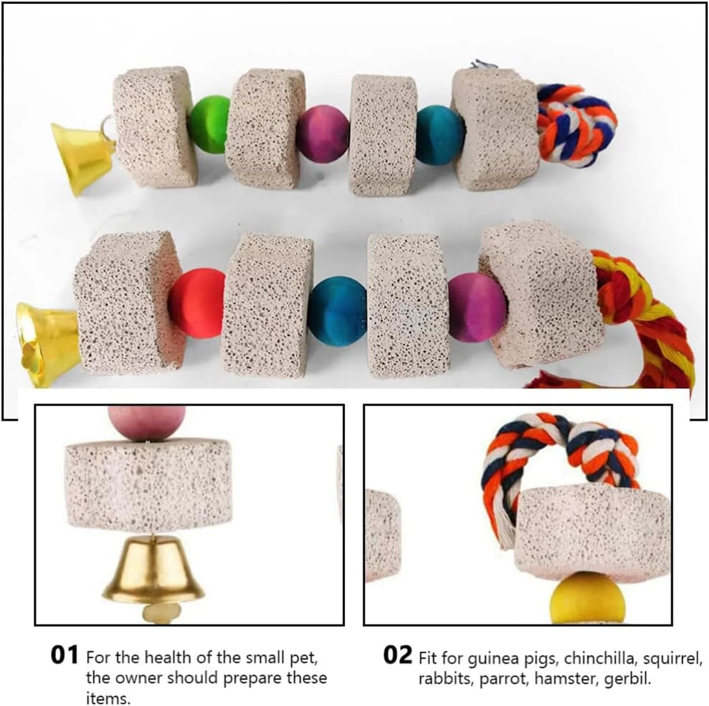 اسباب بازی های جویدنی طوطی Joyzzz، اسباب بازی های پرنده، اسباب بازی جویدنی طوطی، اسباب بازی های آسیاب دندان طوطی زیبا و رنگارنگ، سنگ های آسیاب نوک با زنگوله برای ماکائوهای کوچک و متوسط، خاکستری آفریقایی، کاکادوها، طوطی های آمازون