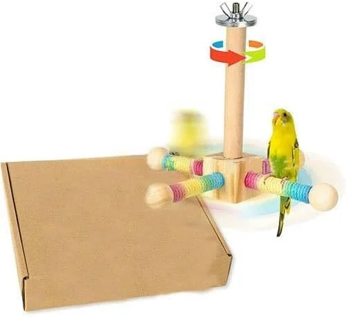 اسباب بازی چوبی نشیمنگاه پرنده هزل، اسباب بازی تعاملی چرخشی 360 درجه طوطی، لوازم جانبی قفس پرنده برای طوطی های کوچک و متوسط ​​برای صرف انرژی، پایه چوبی برای پاراکیت ها، عروس هلندی ها، مرغ عشق ها، کانورها، فنچ ها و باجی ها