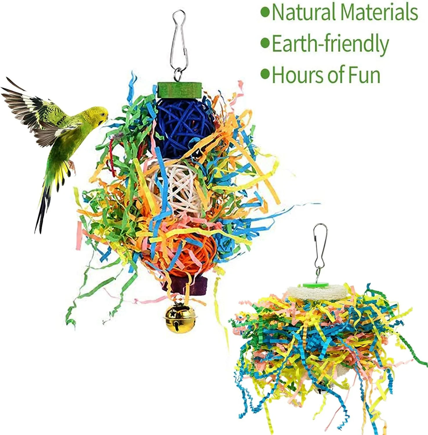 بسته 5 عددی اسباب بازی خرد کردنی پرندگان - لوازم جانبی قفس آویز جویدنی طوطی برای پاراکیت های کوچک، عروس هلندی، مرغ عشق، کانور، مرغ عشق، فنچ