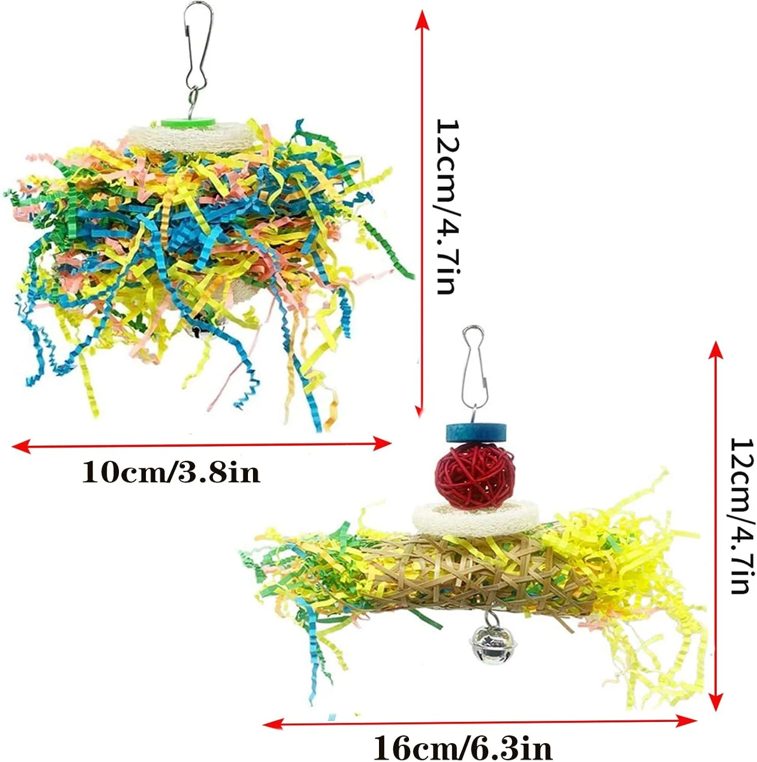 بسته 5 عددی اسباب بازی خرد کردنی پرندگان - لوازم جانبی قفس آویز جویدنی طوطی برای پاراکیت های کوچک، عروس هلندی، مرغ عشق، کانور، مرغ عشق، فنچ