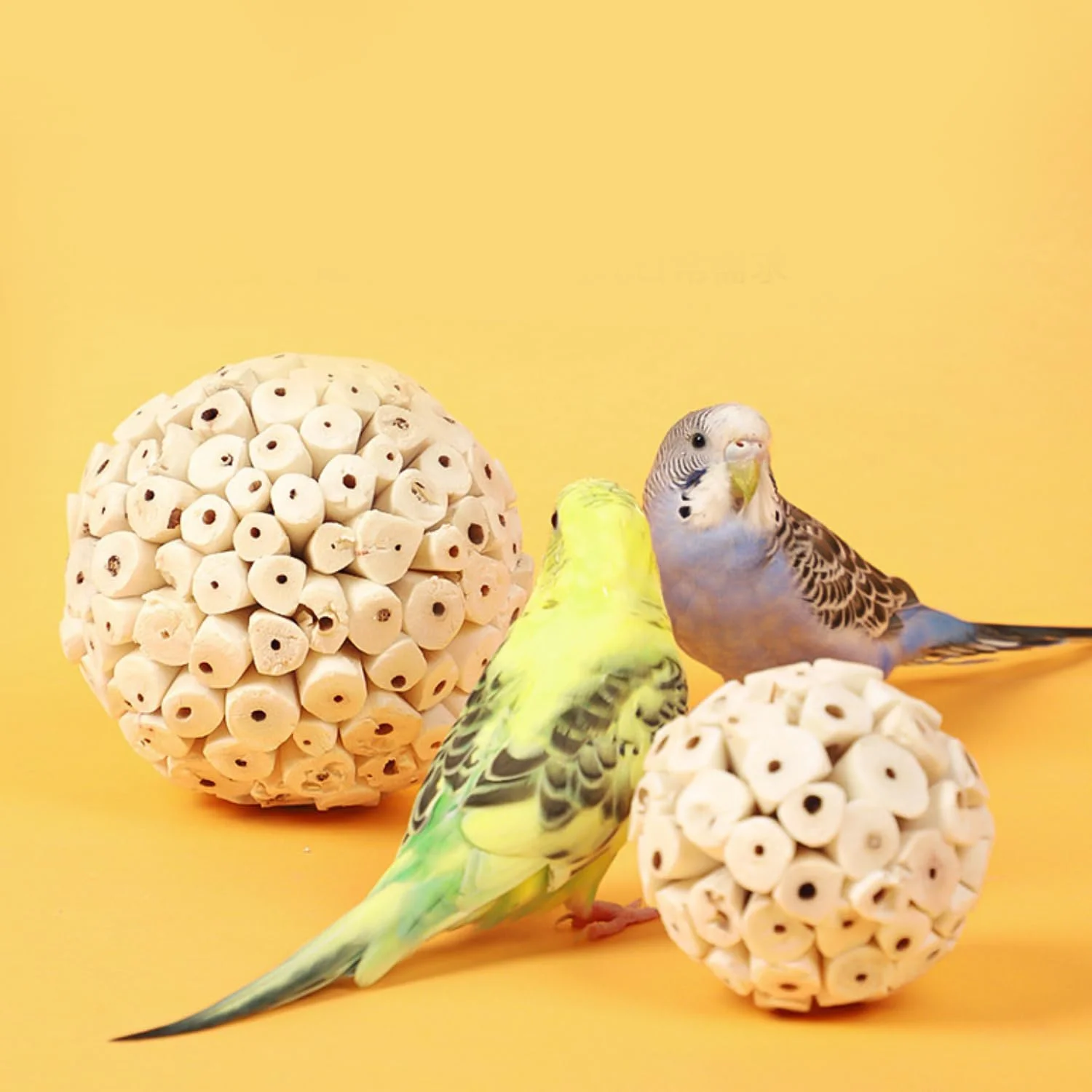 HIXNUG 5 عدد اسباب بازی طبیعی پرندگان توپ های چوبی سولا اسباب بازی های خرد کردنی پا برای طوطی، مناسب برای حیوانات خانگی کوچک، مرغ عشق، عروس هلندی، مرغ عشق و طوطی کوتوله
