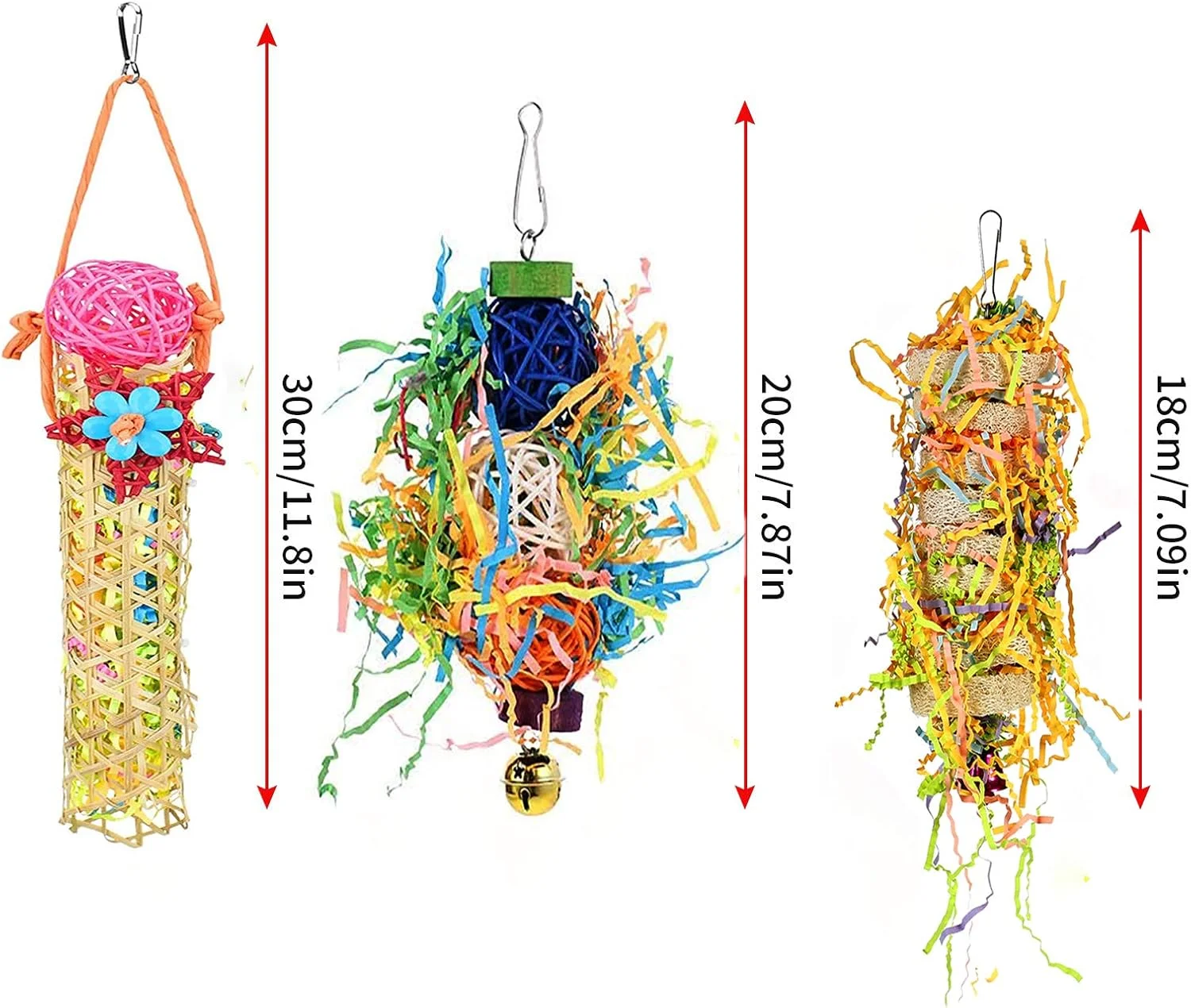 بسته 5 عددی اسباب بازی خرد کردنی پرندگان - لوازم جانبی قفس آویز جویدنی طوطی برای پاراکیت های کوچک، عروس هلندی، مرغ عشق، کانور، مرغ عشق، فنچ
