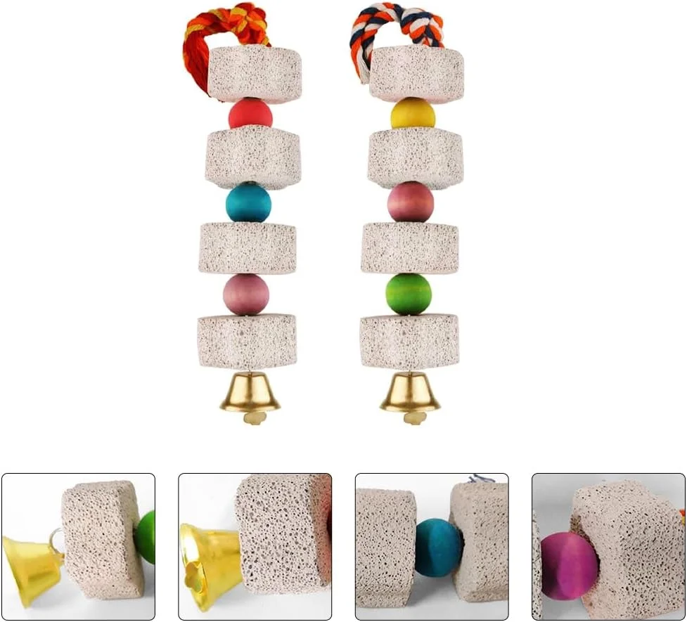 اسباب بازی جویدنی طوطی Hemobllo - اسباب بازی های رنگارنگ و زیبای آسیاب دندان طوطی، سنگ های ساییدن منقار با زنگوله، اسباب بازی های غذایی پرندگان همستر سنجاب عروس هلندی برای طوطی های کوچک