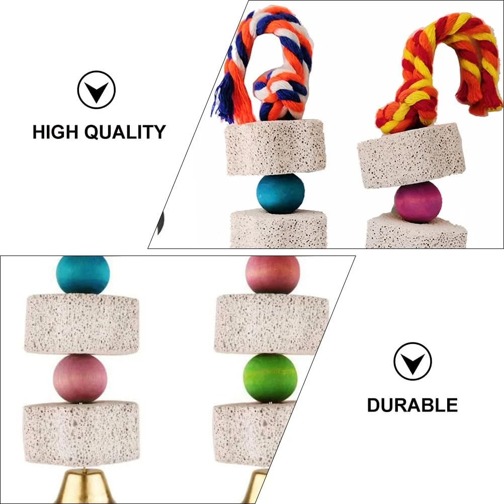 اسباب بازی جویدنی طوطی Hemobllo - اسباب بازی های رنگارنگ و زیبای آسیاب دندان طوطی، سنگ های ساییدن منقار با زنگوله، اسباب بازی های غذایی پرندگان همستر سنجاب عروس هلندی برای طوطی های کوچک