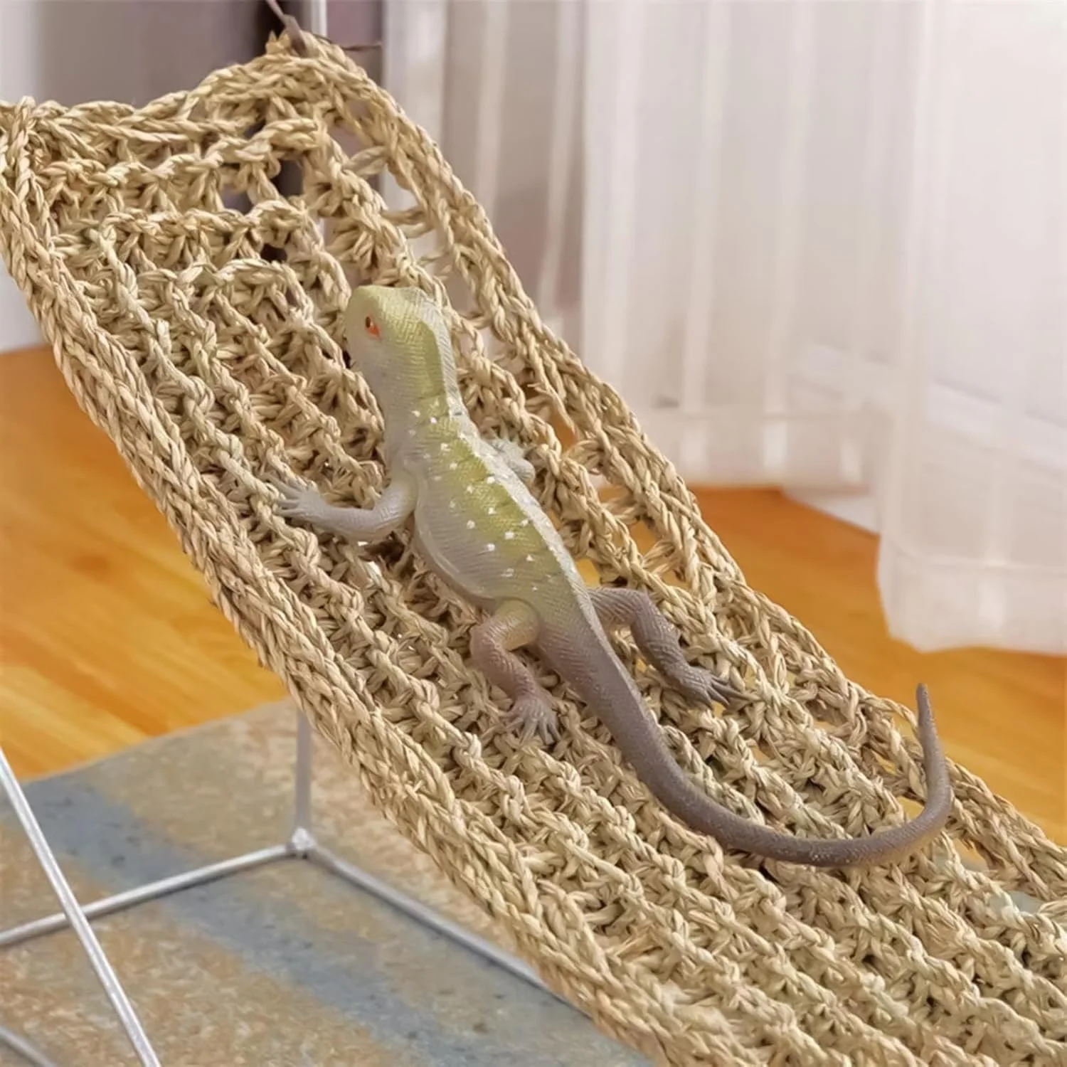 Bird Hammock,Parrot Natural Grass Woven Net Hammock | Chewing Cage Accessories for Cockatiel Conure Lovebird Hamster Bearded Dragon Small Animals Exercise Patio Balcony