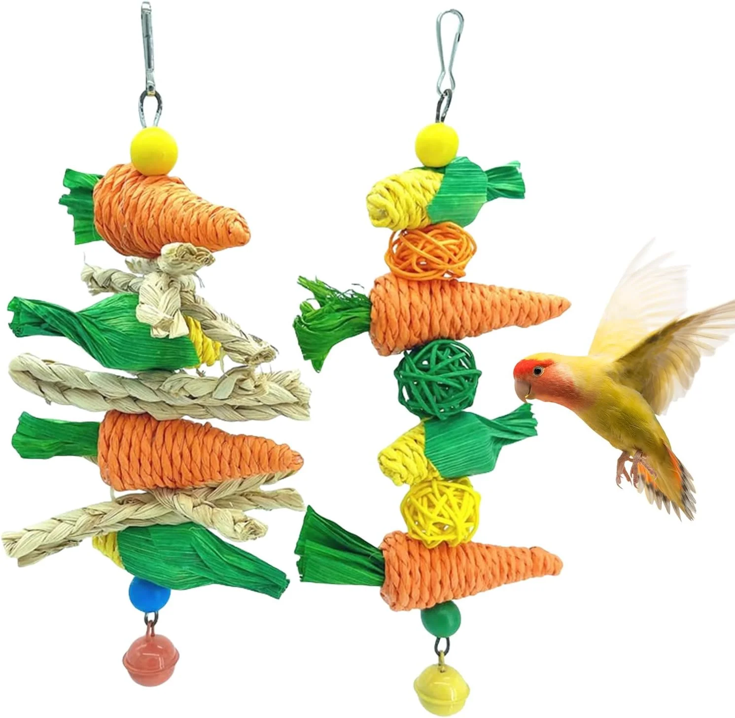 اسباب بازی های طوطی گوهادن، اسباب بازی های طوطی برای پرندگان متوسط، طوطی های خاکستری آفریقایی، آرا، کاکادوها، اسباب بازی های جویدنی طوطی آمازون، اسباب بازی های آویزان قفسی 2 عدد