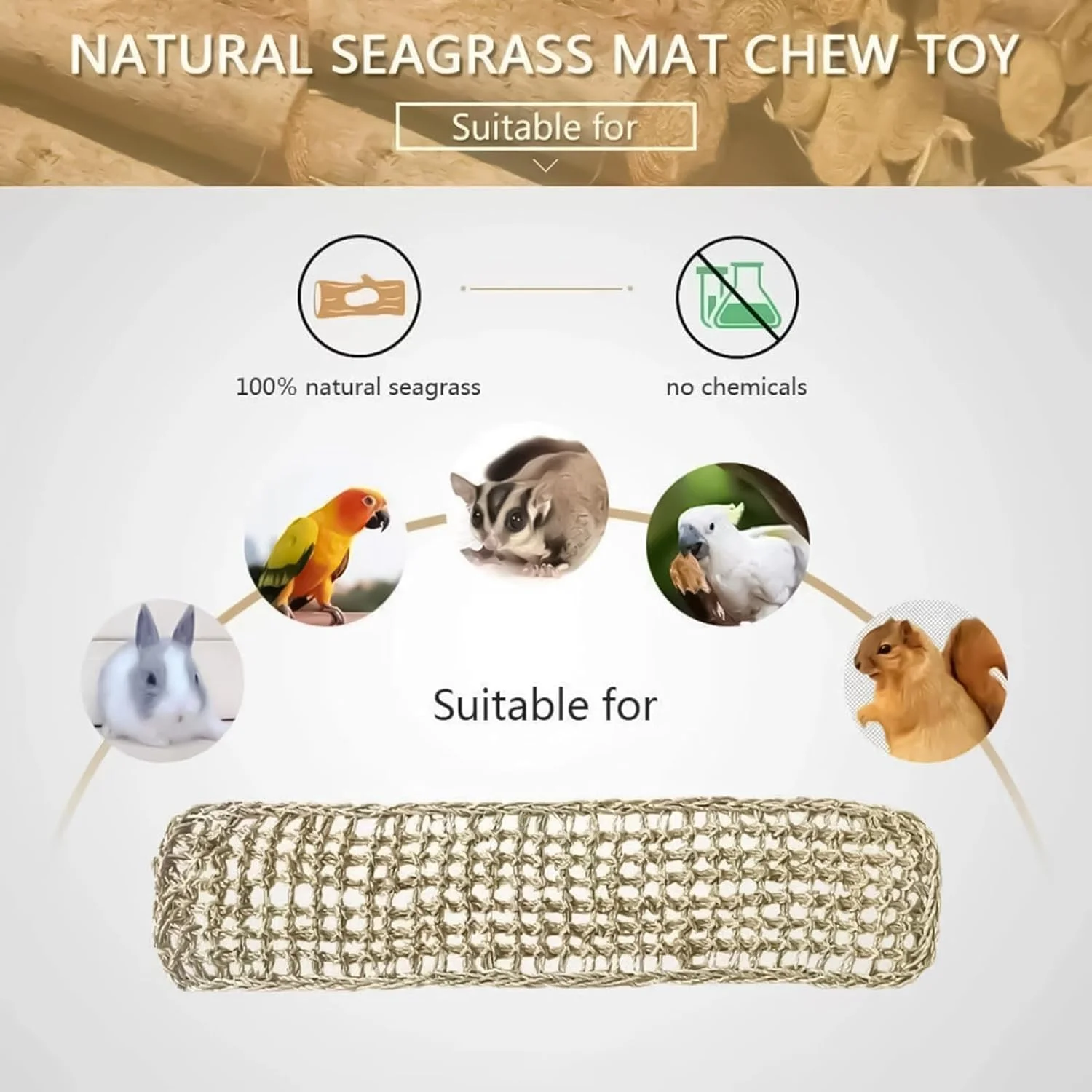 Bird Hammock,Parrot Natural Grass Woven Net Hammock | Chewing Cage Accessories for Cockatiel Conure Lovebird Hamster Bearded Dragon Small Animals Exercise Patio Balcony