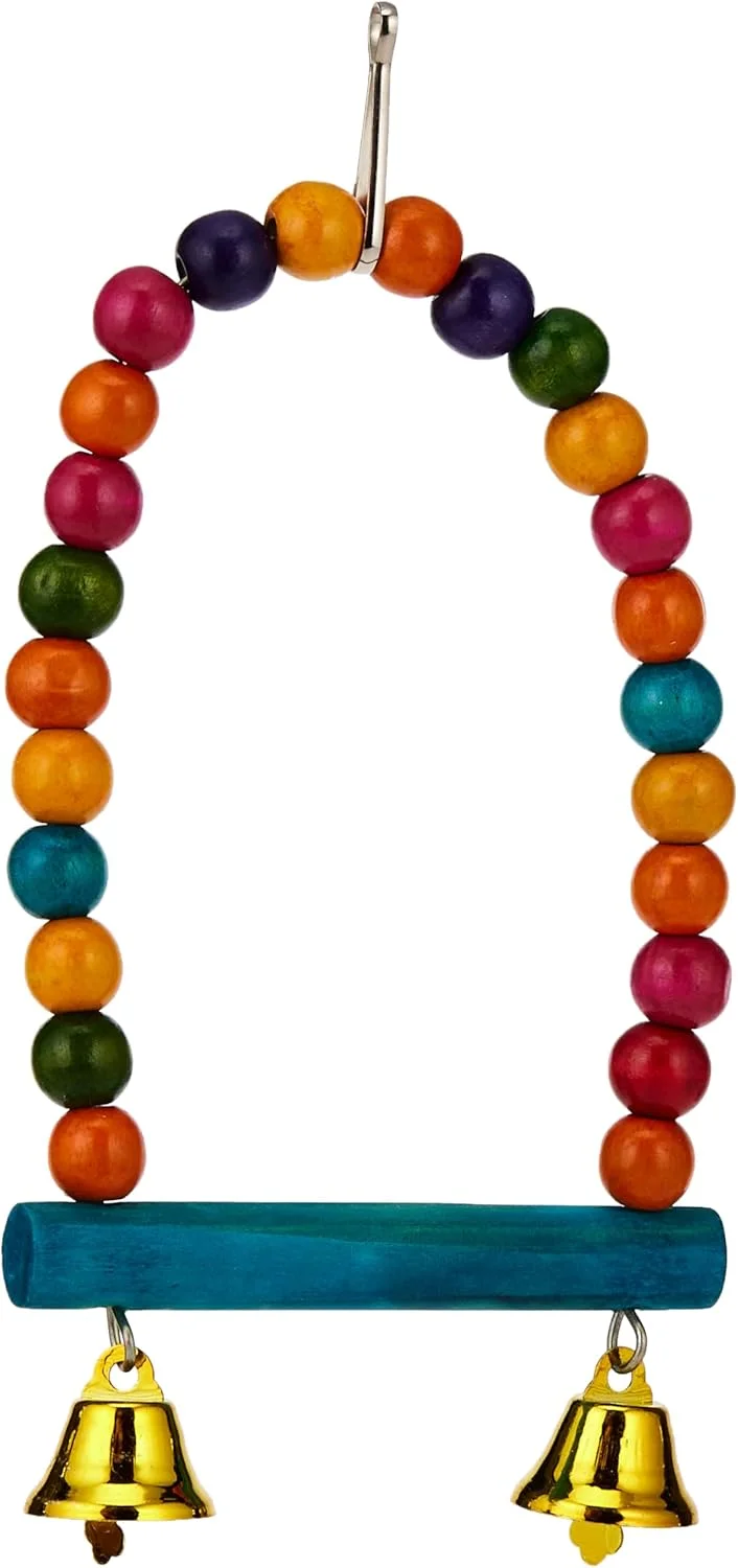 5Pcs Bird Parrot Toys Hanging Bell Pet Cage Hammock Swing Toy For Small Parakeets Cockatiels, Conures, Macaws, Parrots, Love Birds