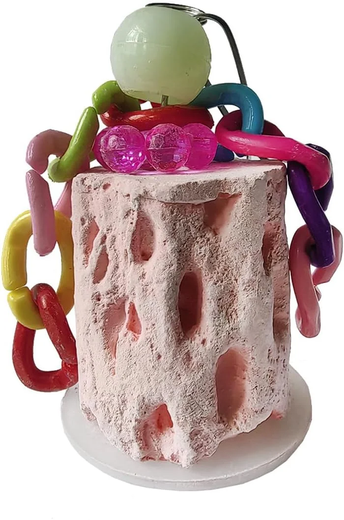 اسباب بازی جویدنی پرنده فووک، اسباب بازی جویدنی سنگ کلسیم برای سنگ زنی دندان برای همستر، پرنده، طوطی خاکستری آفریقایی، پاراکیت، عروس هلندی، حیوانات کوچک (درخت قهوه ای)