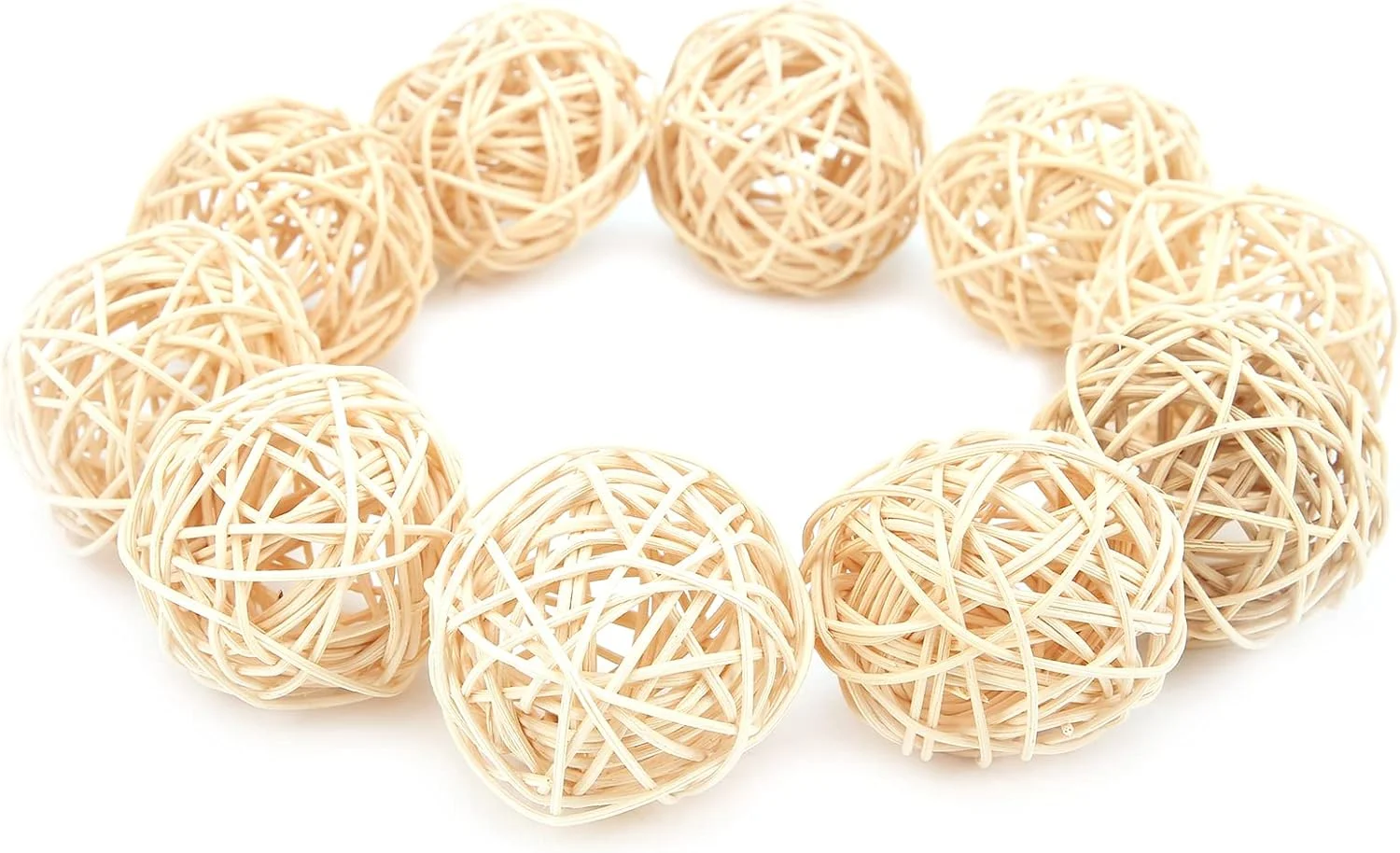 توپ های حصیری 10 عددی گرنی، اسباب بازی سپک تاکرا برای طوطی، اسباب بازی جویدنی حصیری، اسباب بازی پرنده، دکوراسیون منزل (5 سانتی متر اصلی)