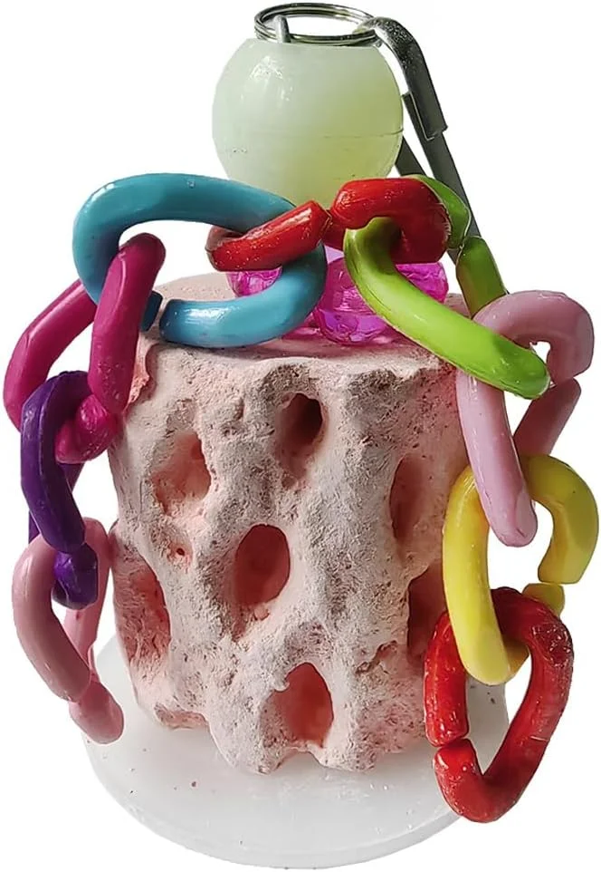 اسباب بازی جویدنی پرنده فووک، اسباب بازی جویدنی سنگ کلسیم برای سنگ زنی دندان برای همستر، پرنده، طوطی خاکستری آفریقایی، پاراکیت، عروس هلندی، حیوانات کوچک (درخت قهوه ای)