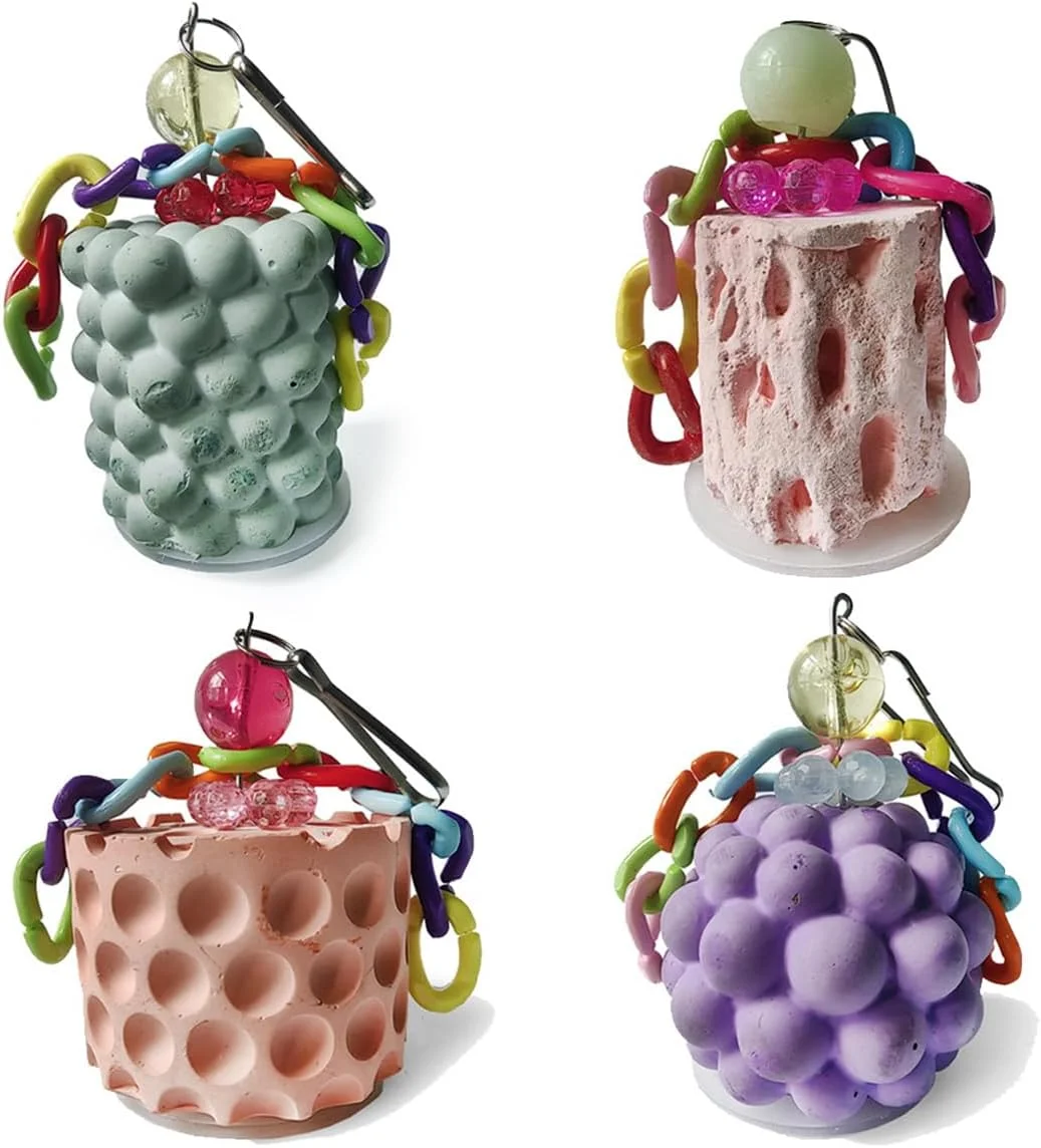 اسباب بازی جویدنی پرنده فووک، اسباب بازی جویدنی سنگ کلسیم برای سنگ زنی دندان برای همستر، پرنده، طوطی خاکستری آفریقایی، پاراکیت، عروس هلندی، حیوانات کوچک (درخت قهوه ای)